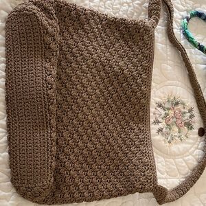 The Sak Taupe Crochet Shoulder Bag